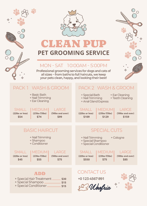 Pawfect Touch pricing chart